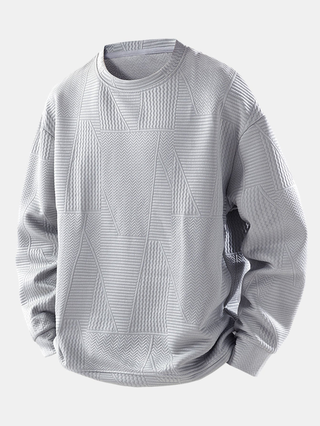 Men's Geometric Jacquard Crew Neck Sweatshirt
