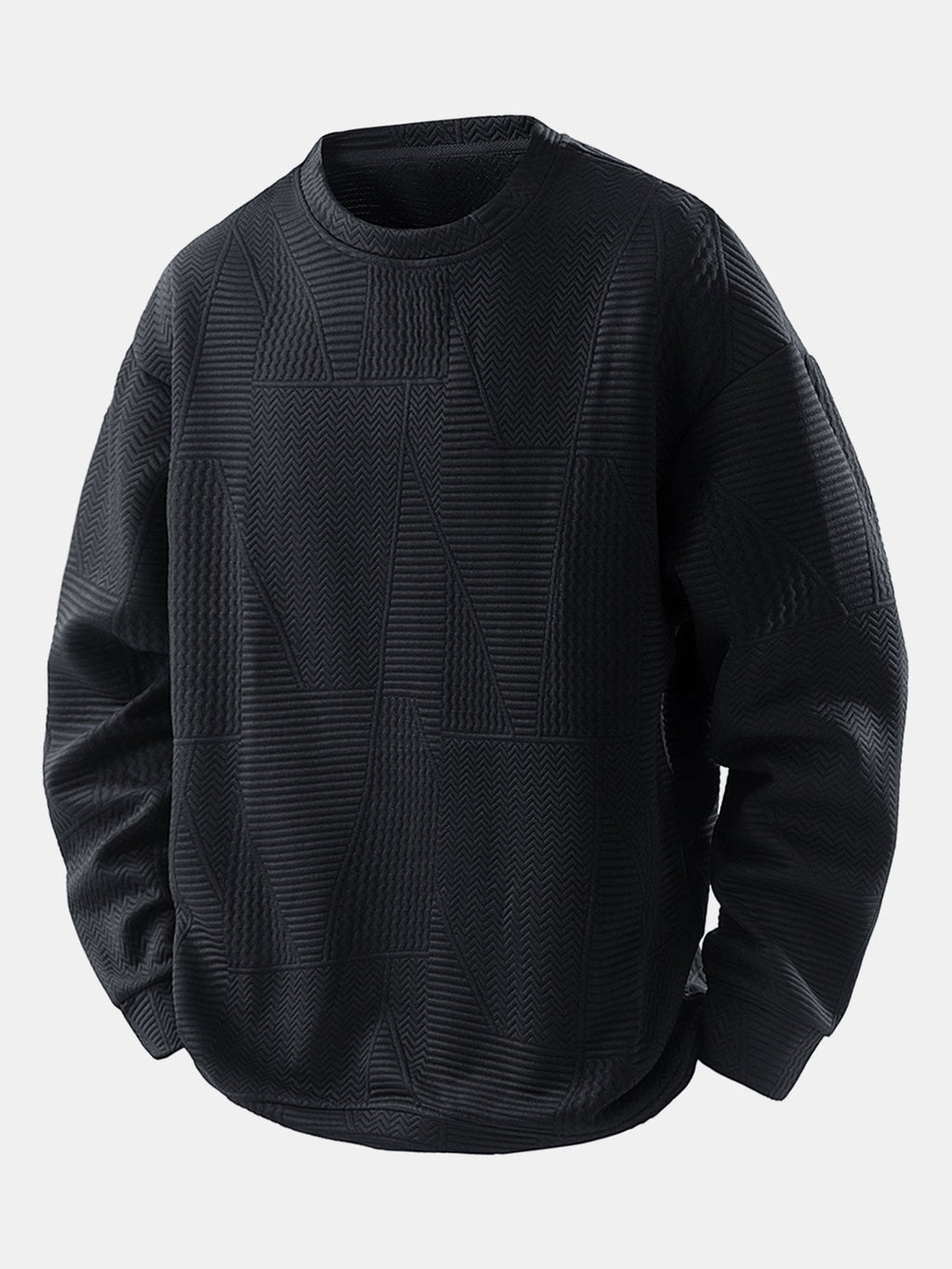 Men's Geometric Jacquard Crew Neck Sweatshirt