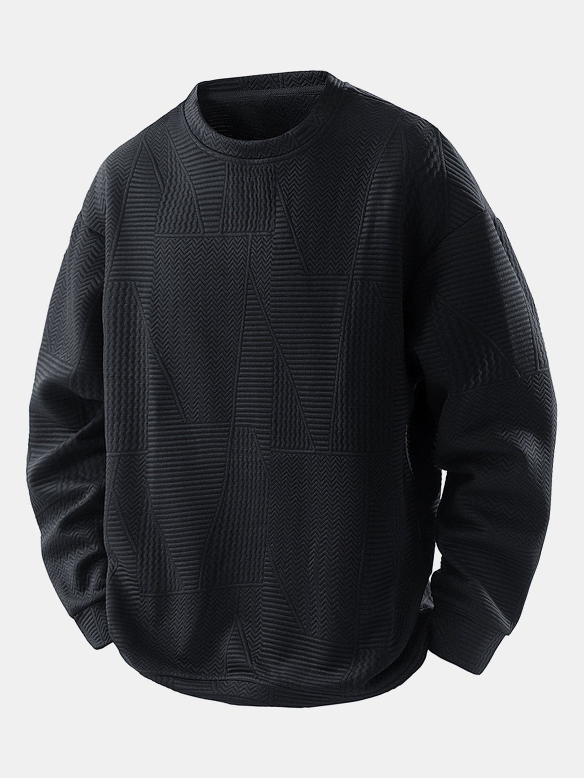 Men's Geometric Jacquard Crew Neck Sweatshirt