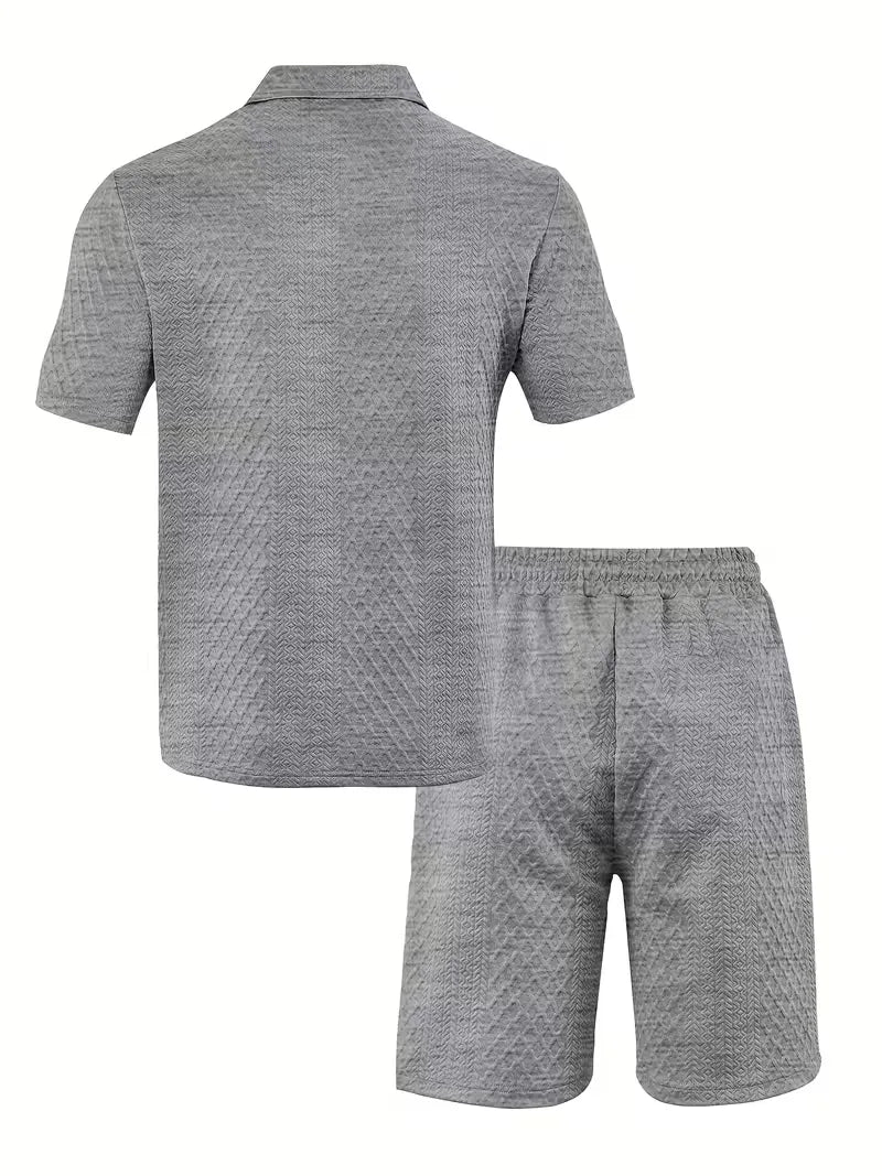Men's Jacquard Polo and Shorts Set