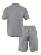 Men's Jacquard Polo and Shorts Set