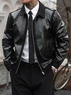 Men's Bomber Jacket with Collared Neckline