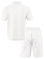 Men's Jacquard Polo and Shorts Set