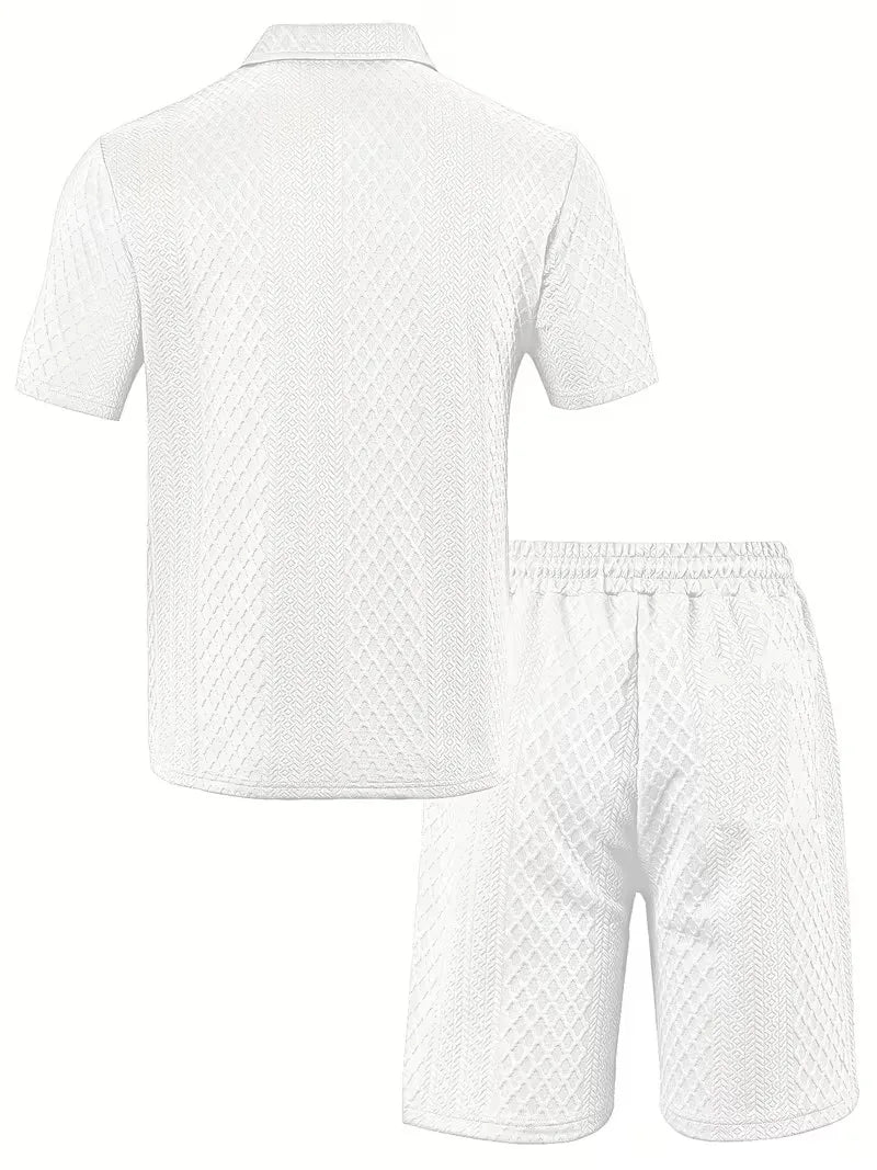 Men's Jacquard Polo and Shorts Set