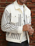Men's Striped Button-Up Denim Jacket