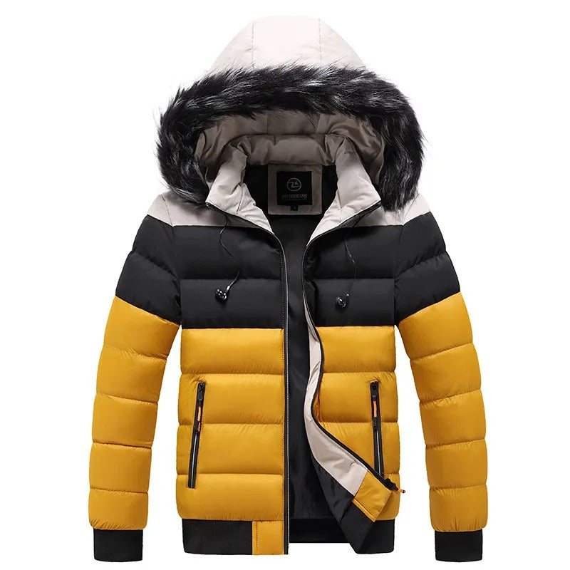 Men's faux fur-Trim Hooded Thermal Down Puffer Jacket