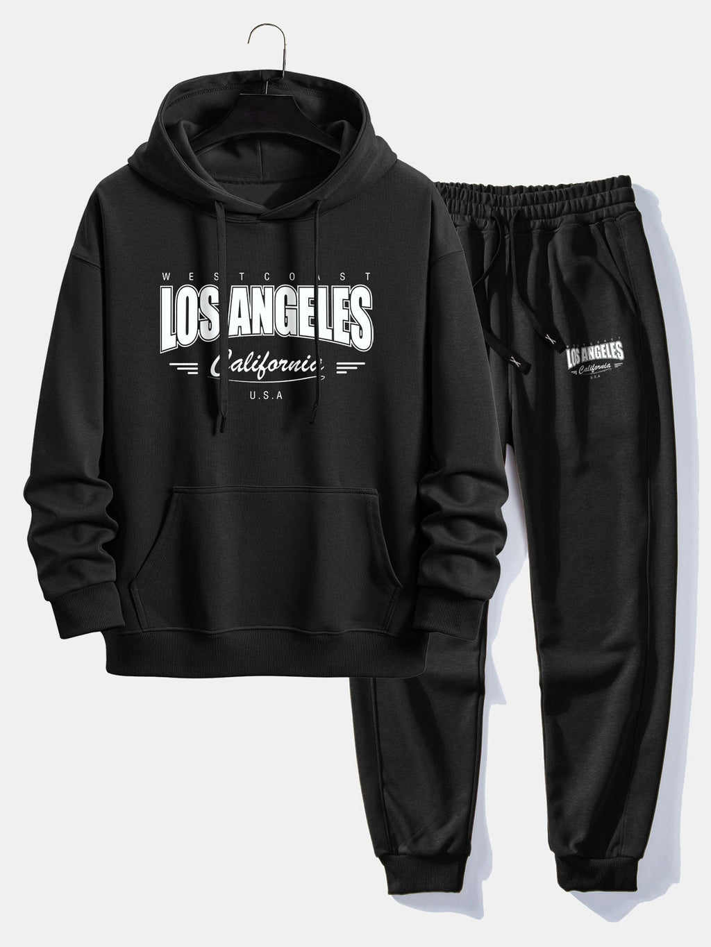 Men's Cotton Blend Tracksuit – Relaxed Printed Hoodie and Joggers