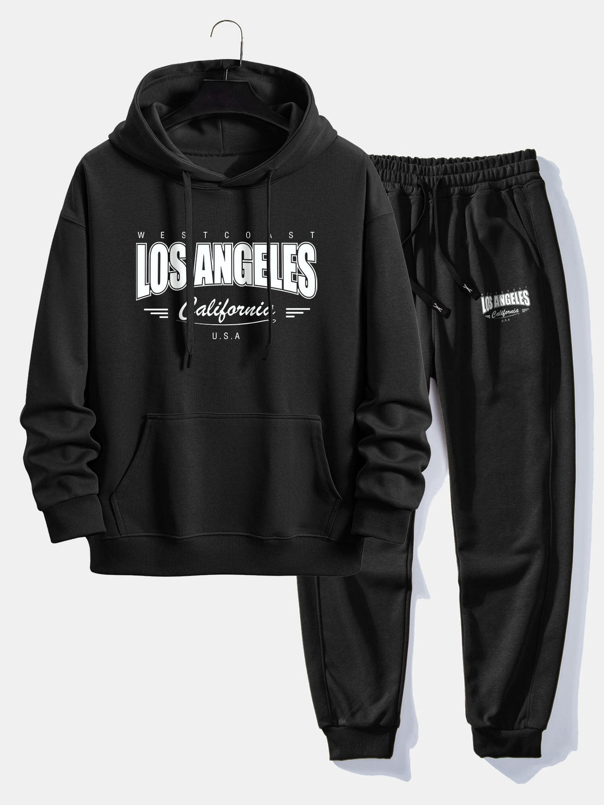 Men's Cotton Blend Tracksuit – Relaxed Printed Hoodie and Joggers