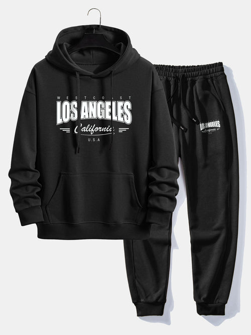 Men's Cotton Blend Tracksuit – Relaxed Printed Hoodie and Joggers