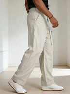 Men's Straight-Leg Trousers with Tie Belt