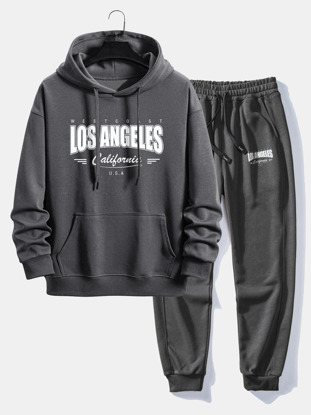 Men's Cotton Blend Tracksuit – Relaxed Printed Hoodie and Joggers