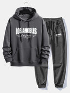 Men's Cotton Blend Tracksuit – Relaxed Printed Hoodie and Joggers