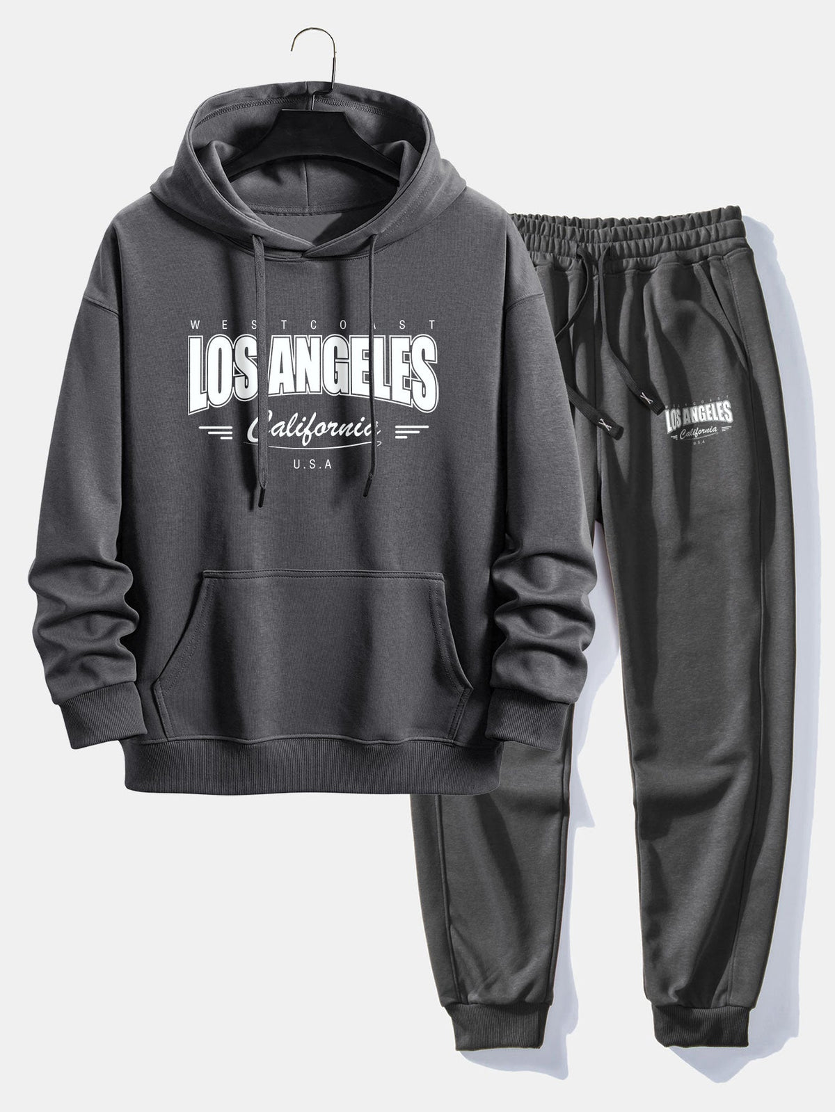 Men's Cotton Blend Tracksuit – Relaxed Printed Hoodie and Joggers