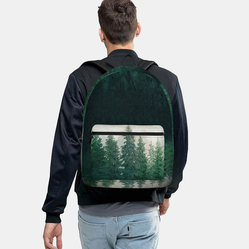 Unisex Woodland Print Backpack – Rounded Oxford School Bag