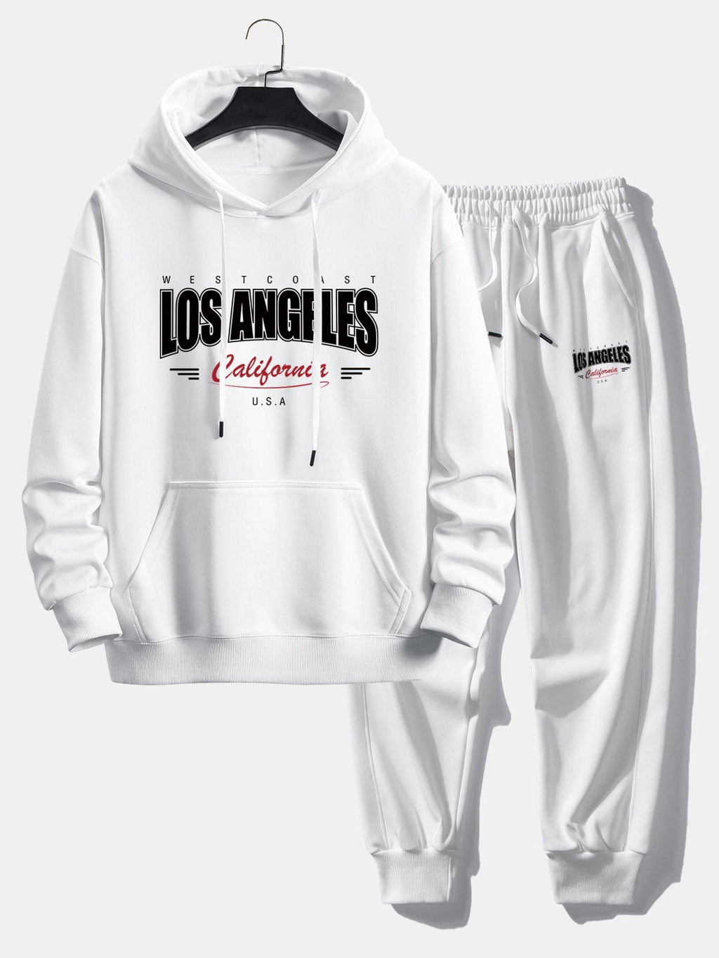Men's Cotton Blend Tracksuit – Relaxed Printed Hoodie and Joggers