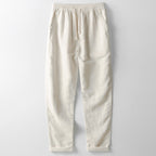 Men's Pure Linen Trousers with Lace-Up Front