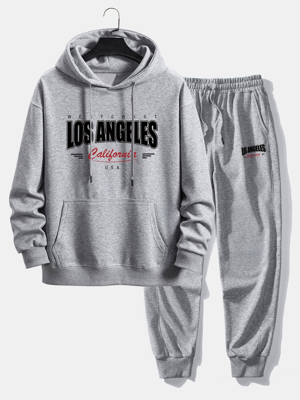 Men's Cotton Blend Tracksuit – Relaxed Printed Hoodie and Joggers