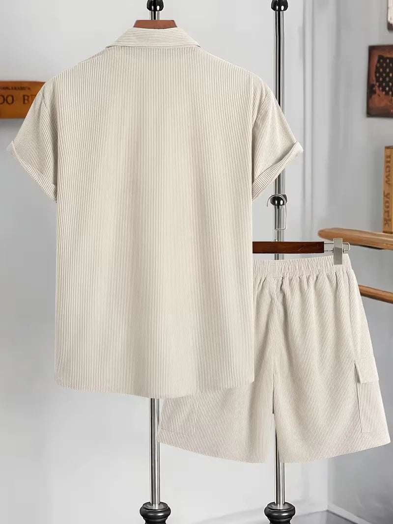 Men's Short-Sleeve Shirt and Cargo Shorts Set