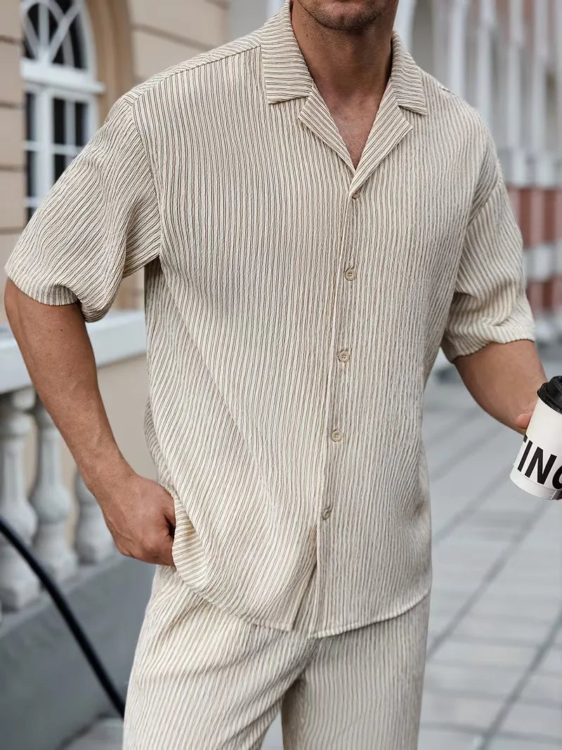 Men's Pinstripe Shirt and Trousers Set