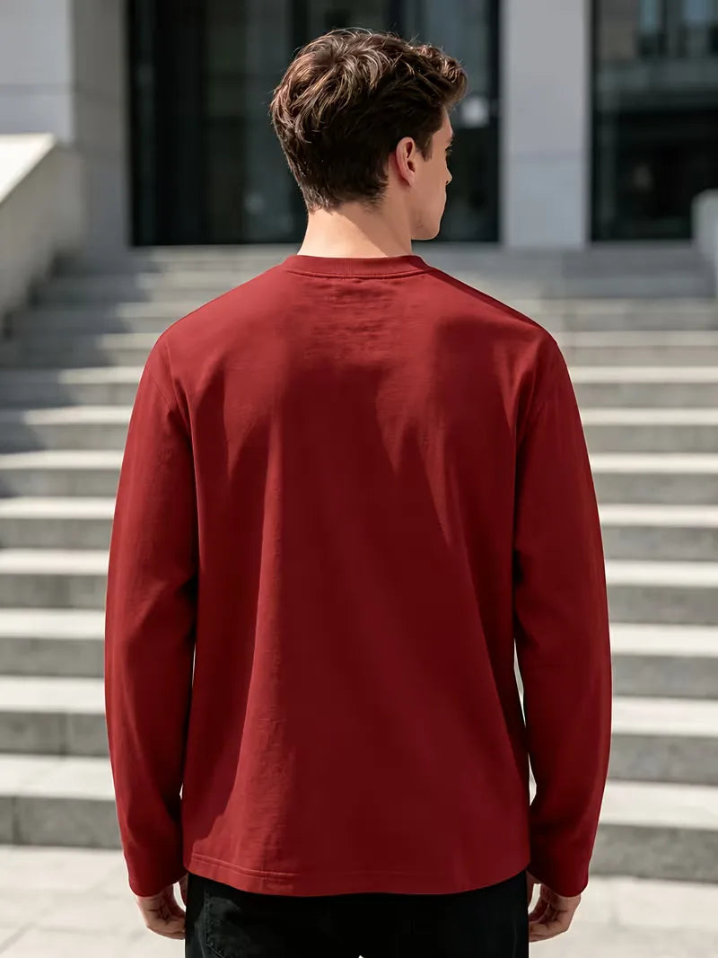 Men's Crew-Neck Longsleeve with Script Graphics – Six Colours