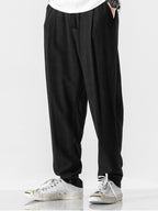 Men's Linen-Cotton Relaxed Trousers with Drawstring