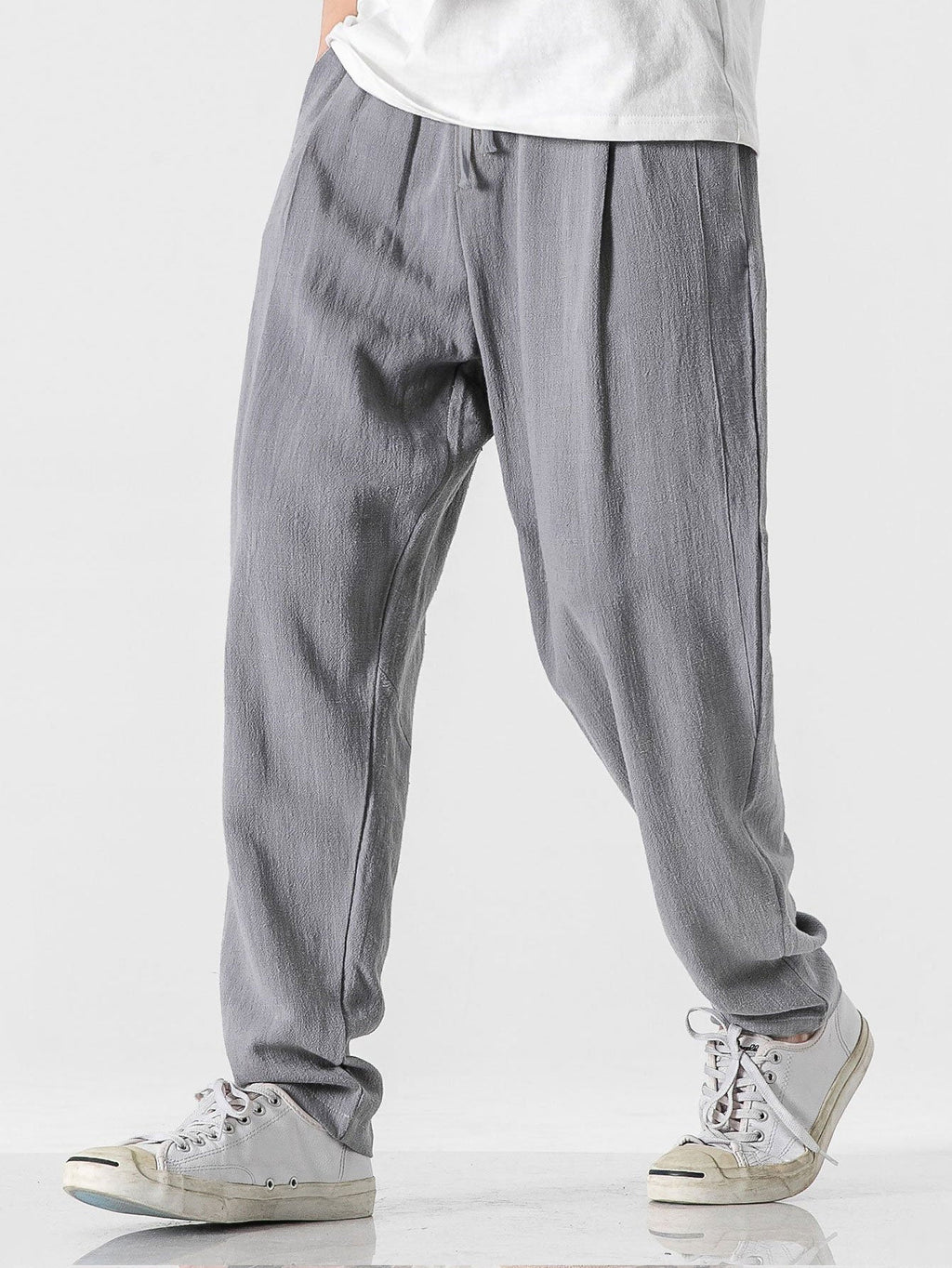 Men's Linen-Cotton Relaxed Trousers with Drawstring
