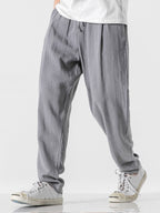 Men's Linen-Cotton Relaxed Trousers with Drawstring