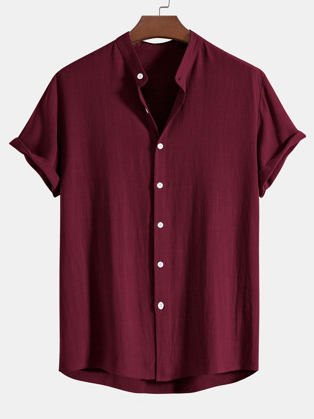Men's linen-look Blend Summer Co-Ord – Stand Collar Shirt