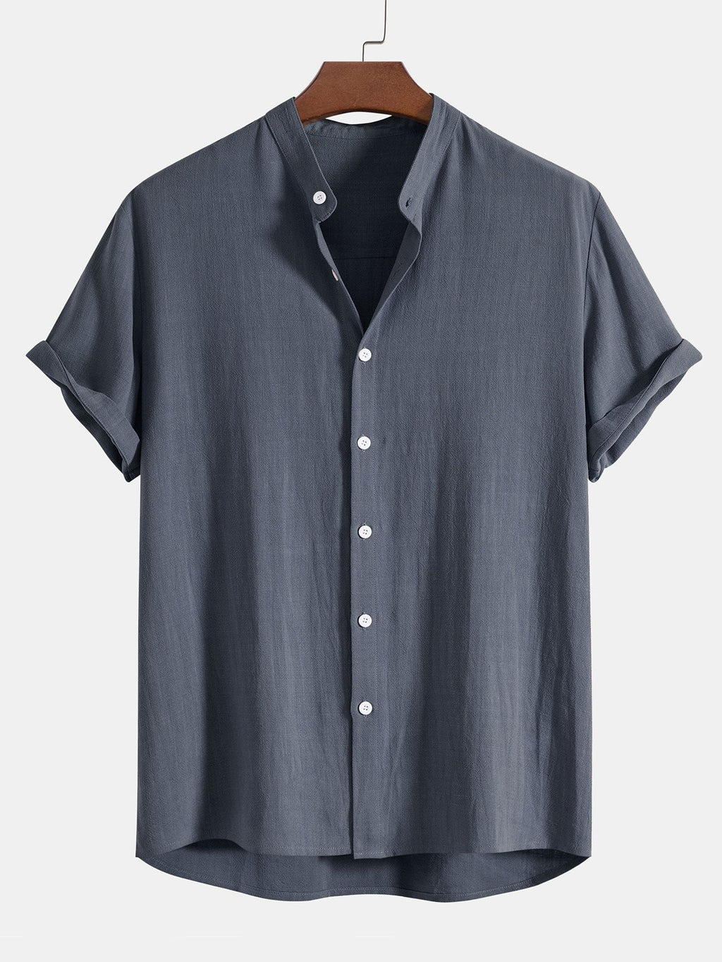 Men's linen-look Blend Summer Co-Ord – Stand Collar Shirt