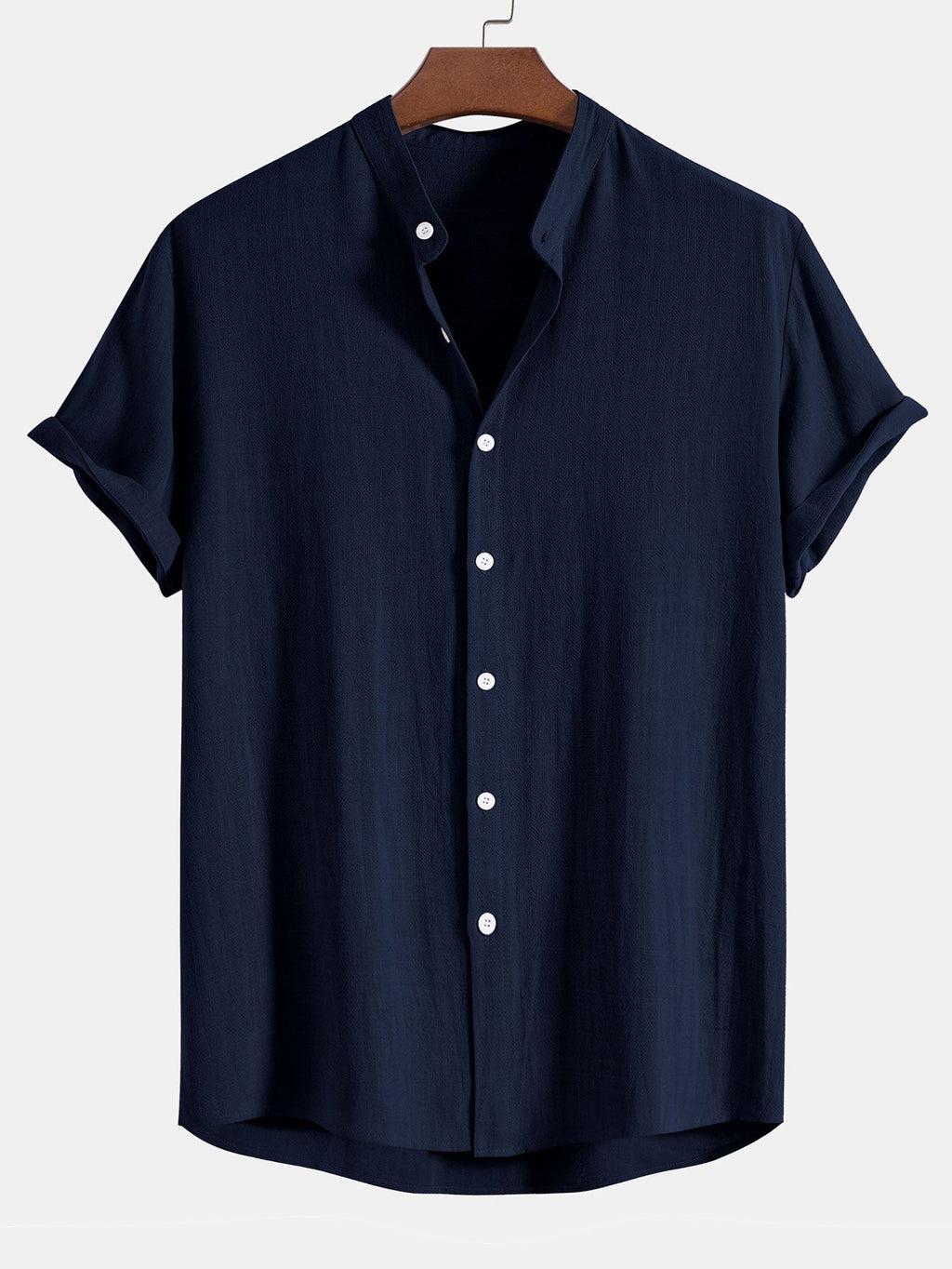 Men's linen-look Blend Summer Co-Ord – Stand Collar Shirt