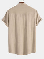 Men's linen-look Blend Summer Co-Ord – Stand Collar Shirt