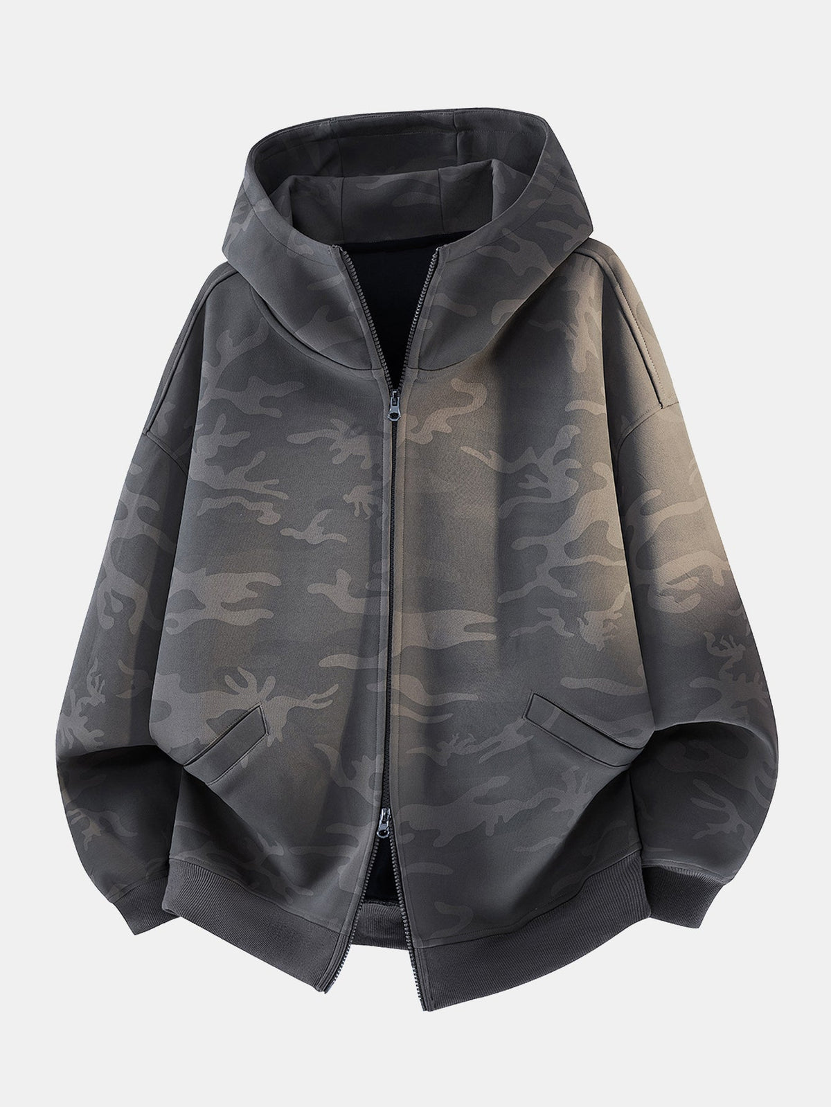 Men's Printed Zip-Up Hoodie with Relaxed Fit