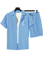 Men's Short Sleeve Shirt and Shorts Set in Apricot