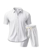 Men's Vertical Stripe Shirt and Shorts Set