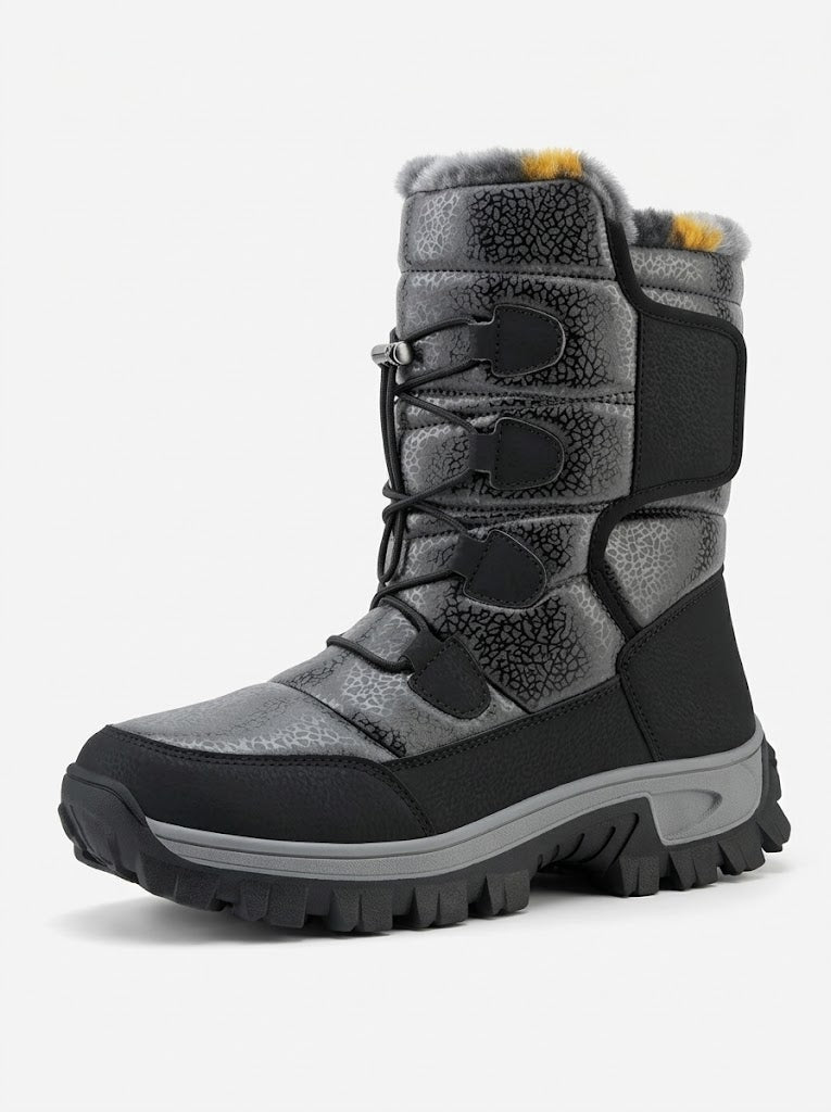Men's Plush-Lined Snow Boots – High-Top Winter Boots