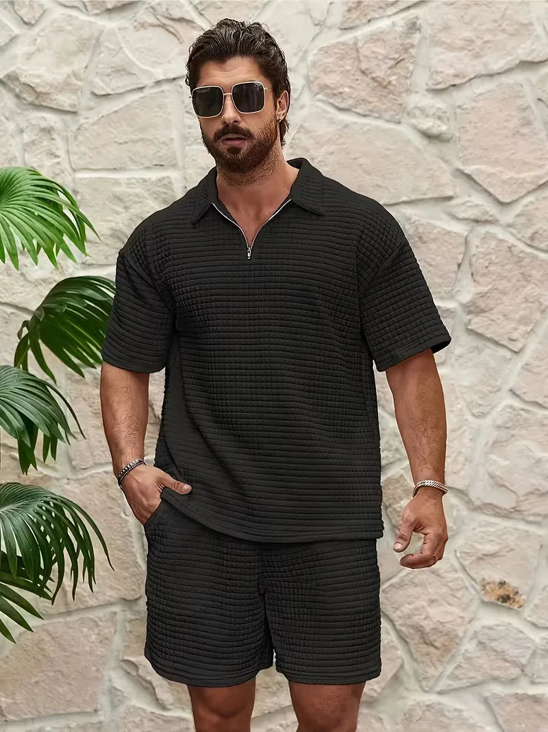 Men's Textured Top and Shorts Co-Ord