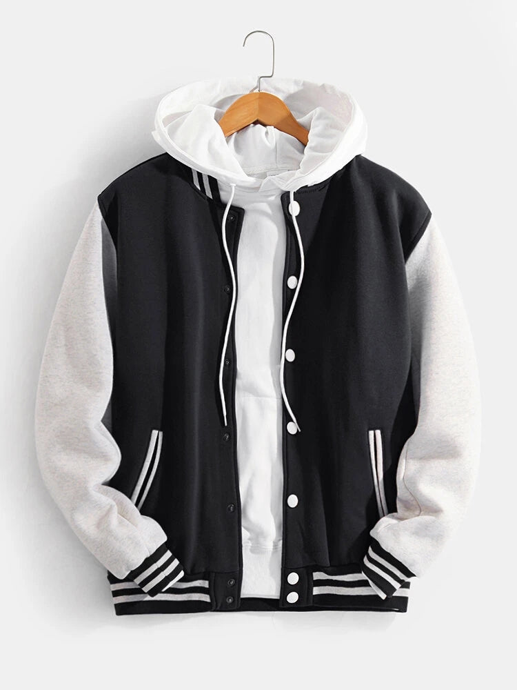 Men's Contrast Sleeve Varsity Bomber Jacket