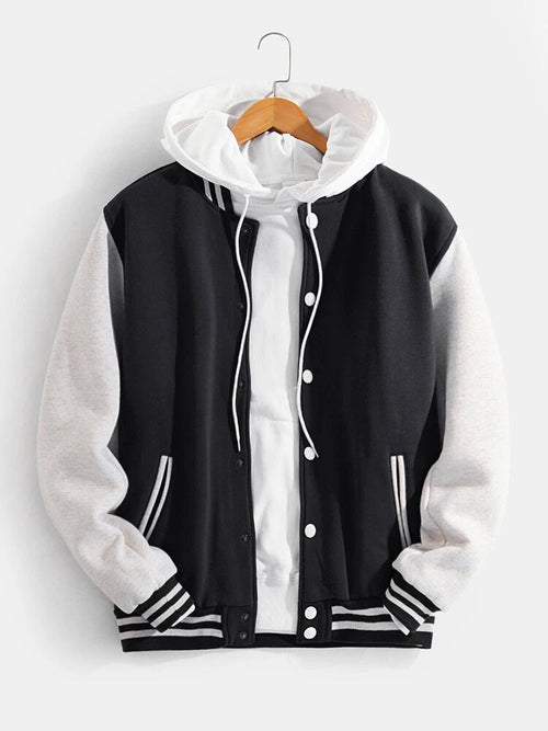 Men's Contrast Sleeve Varsity Bomber Jacket