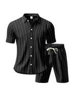 Men's Vertical Stripe Shirt and Shorts Set