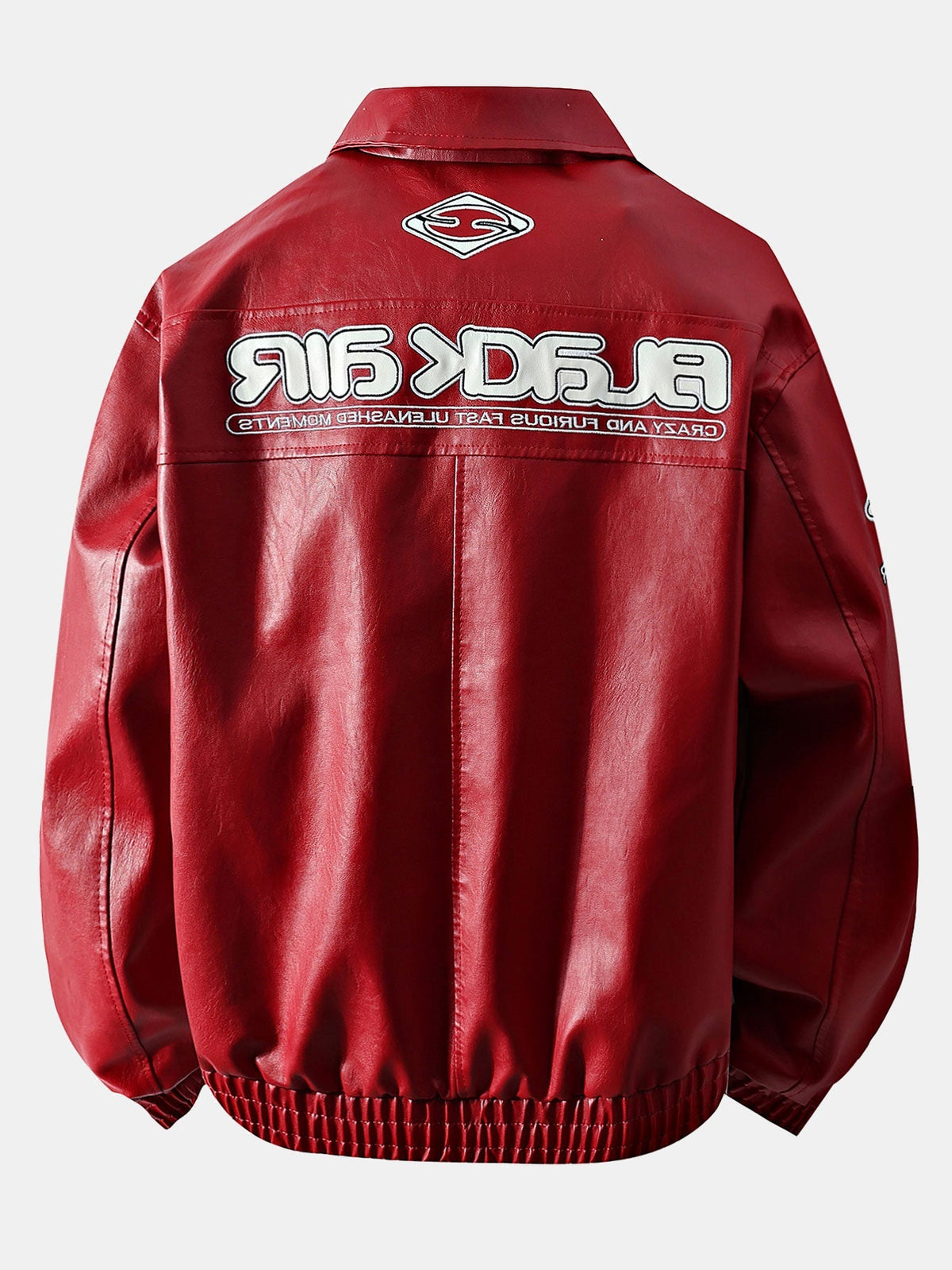 Men's Faux Leather Racing Jacket with Graphic Print