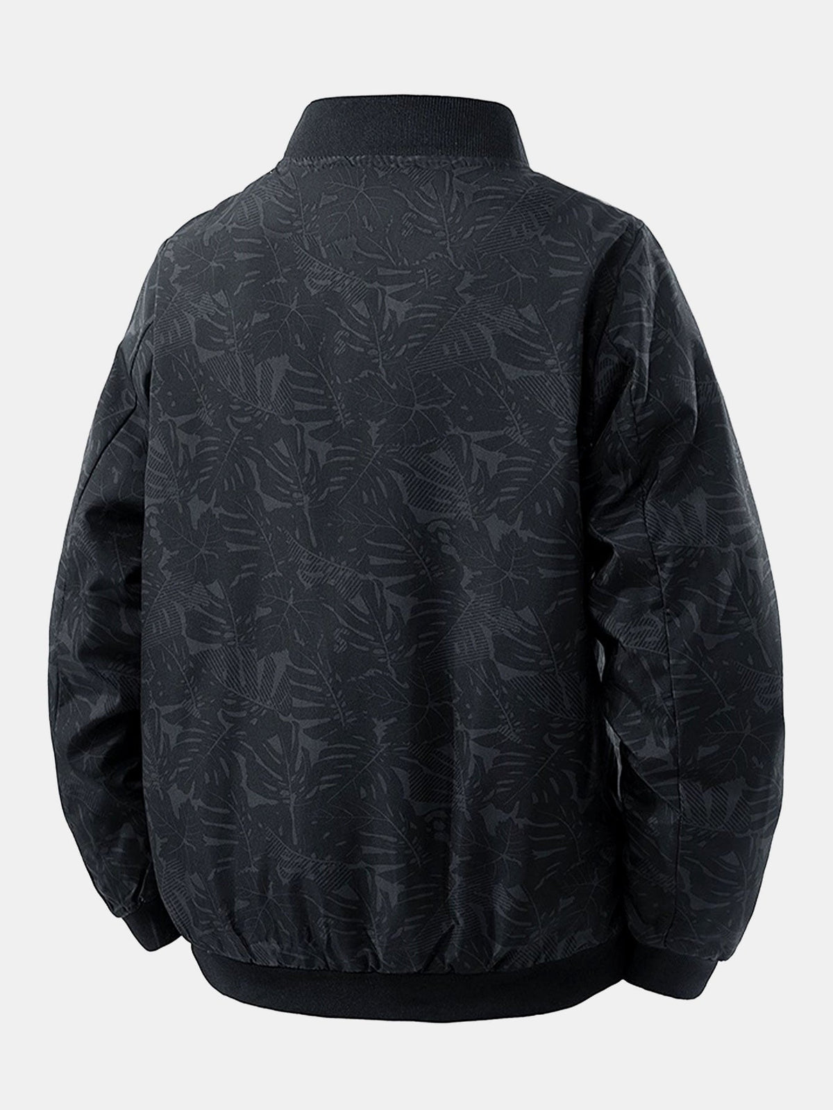 Men's Tropical Leaf Print Bomber Jacket – Relaxed Zip-Up Casual Outerwear