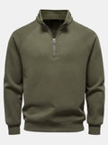 Men's Ribbed Quarter-Zip Sweatshirt – Cotton Blend Raglan Sleeve Pullover