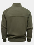 Men's Ribbed Quarter-Zip Sweatshirt – Cotton Blend Raglan Sleeve Pullover