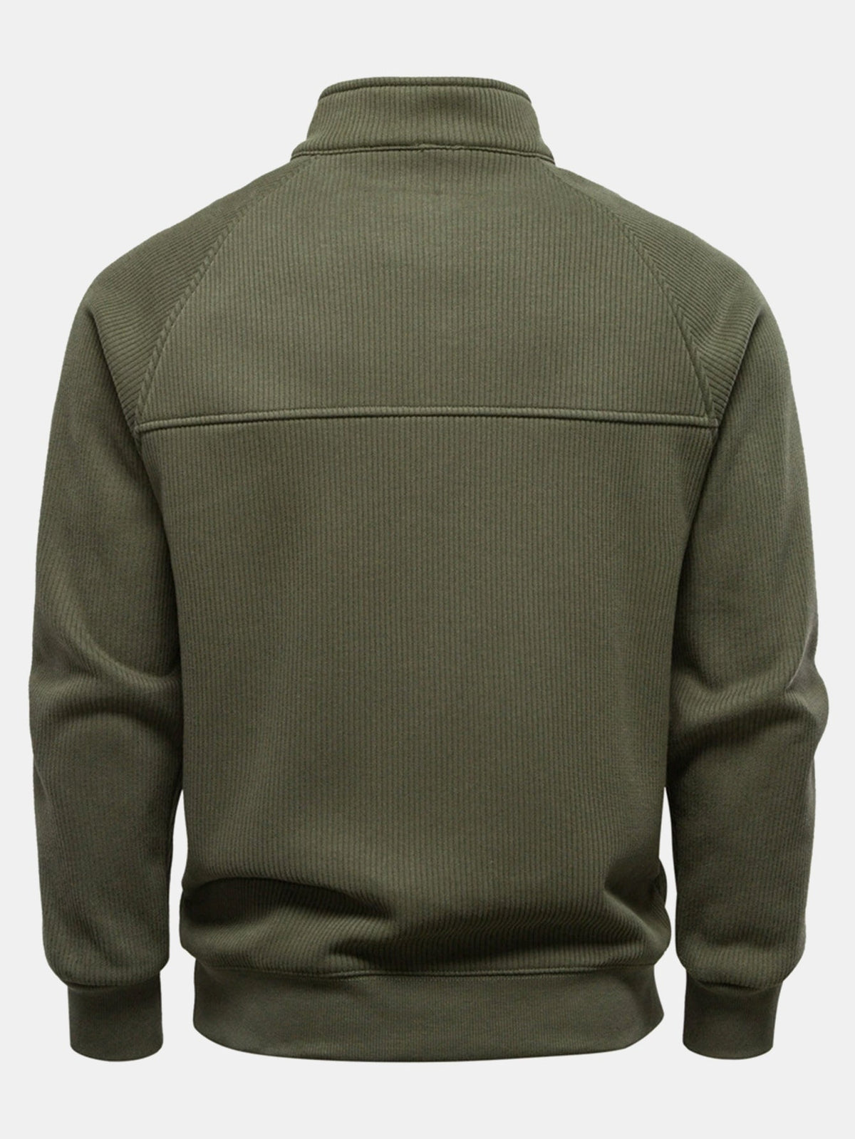Men's Ribbed Quarter-Zip Sweatshirt – Cotton Blend Raglan Sleeve Pullover