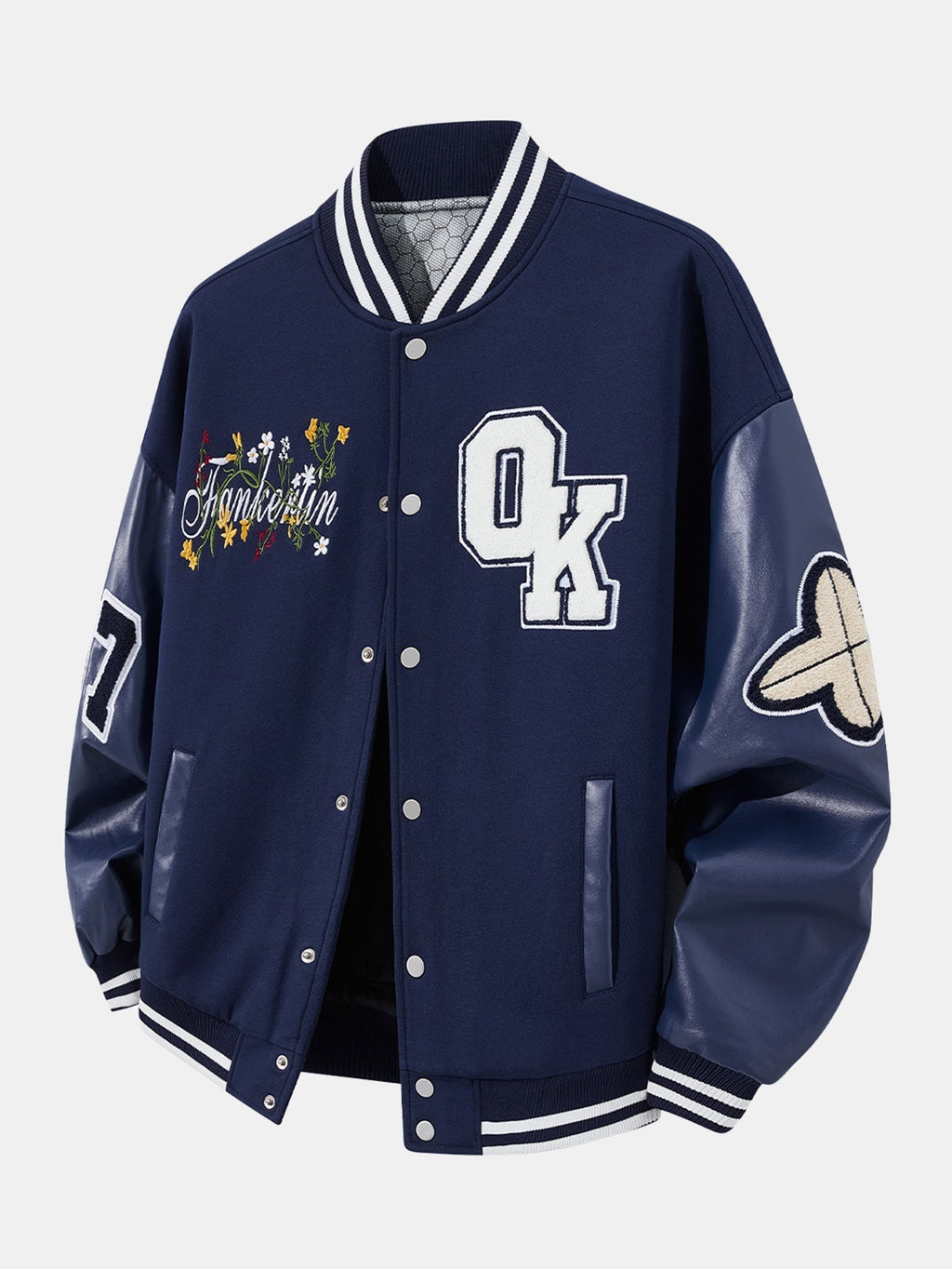 Men's Embroidered Varsity Bomber Jacket – Relaxed-Fit Baseball Layer