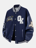 Men's Embroidered Varsity Bomber Jacket – Relaxed-Fit Baseball Layer