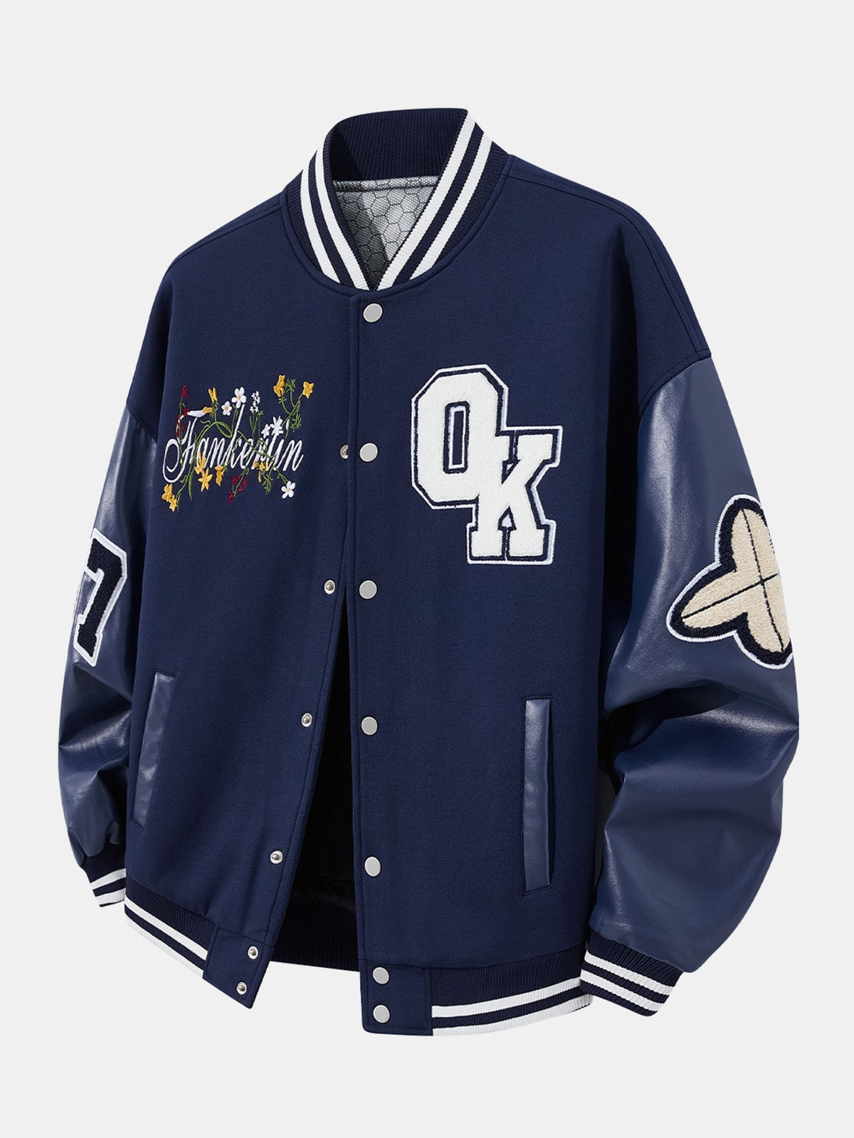 Men's Embroidered Varsity Bomber Jacket – Relaxed-Fit Baseball Layer