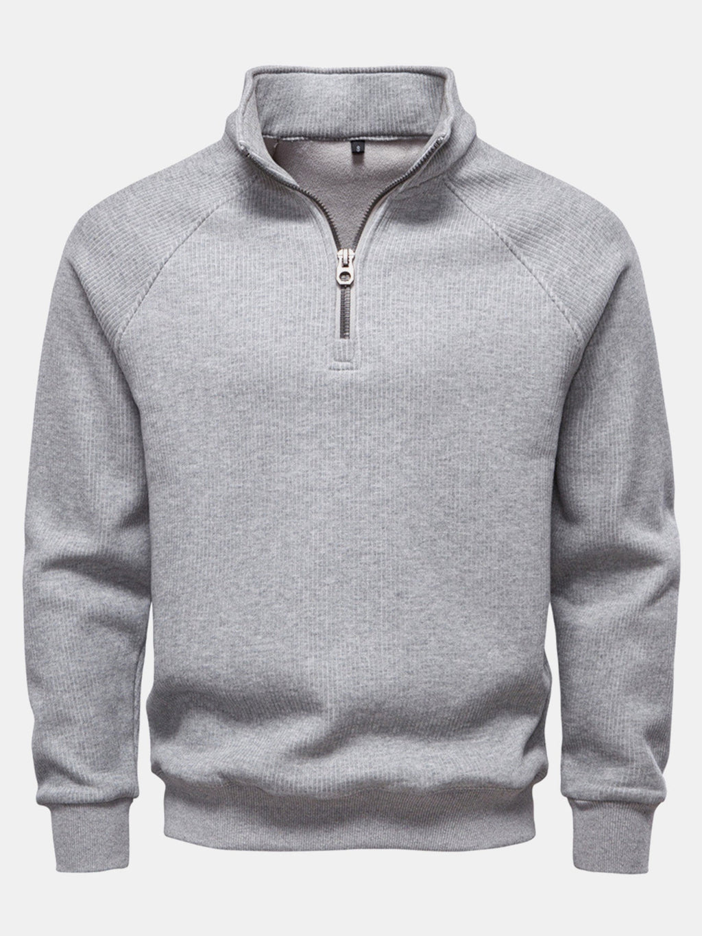 Men's Ribbed Quarter-Zip Sweatshirt – Cotton Blend Raglan Sleeve Pullover