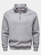 Men's Ribbed Quarter-Zip Sweatshirt – Cotton Blend Raglan Sleeve Pullover