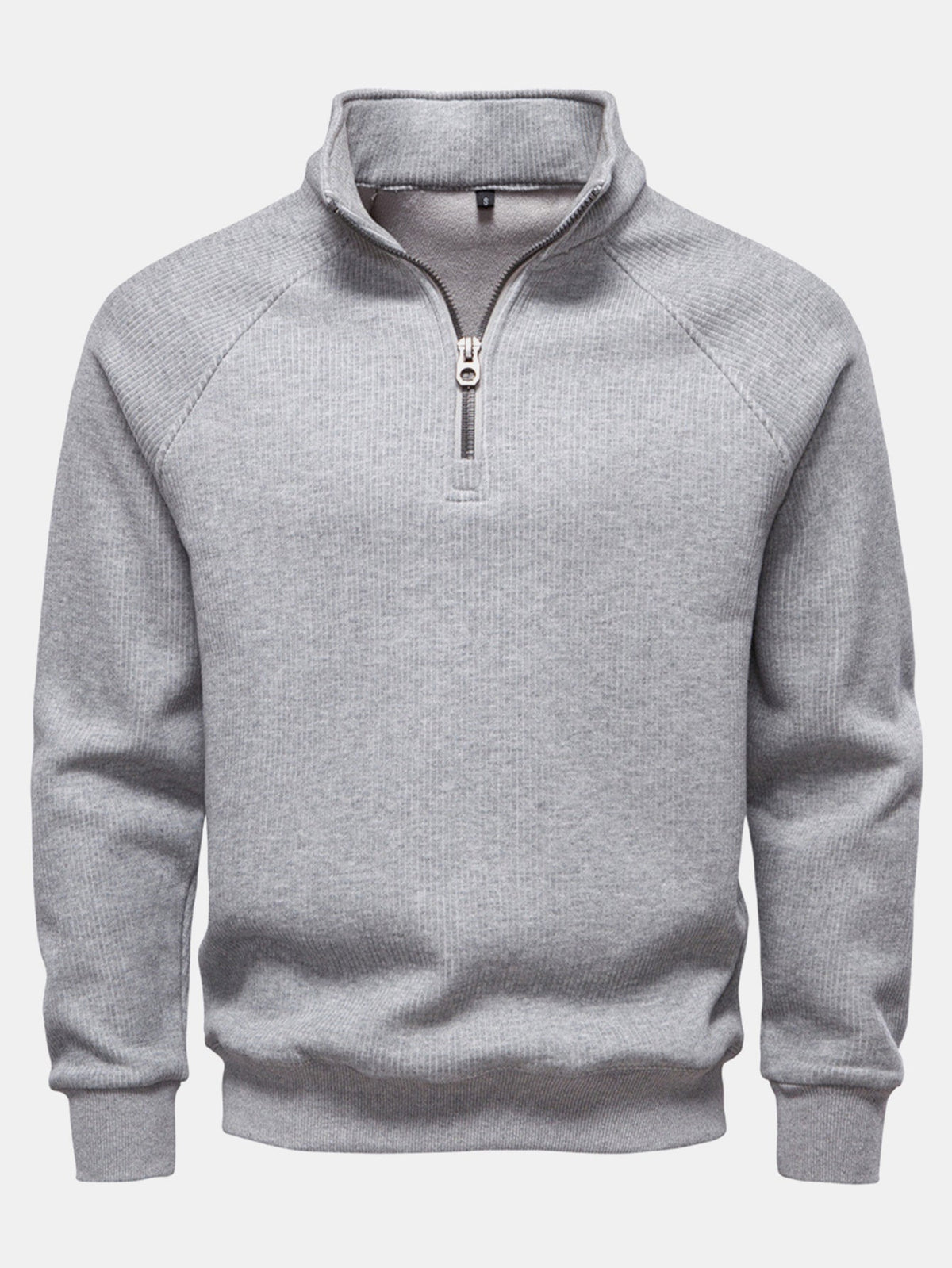 Men's Ribbed Quarter-Zip Sweatshirt – Cotton Blend Raglan Sleeve Pullover